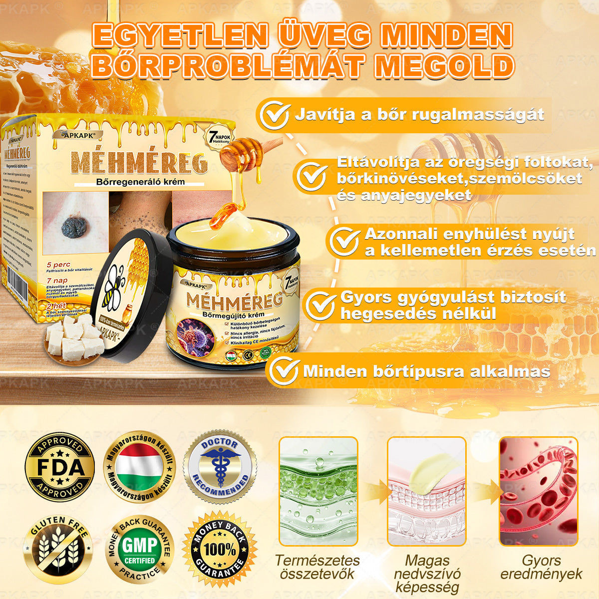 ✨ 𝖠𝖯𝖪𝖠𝖯𝖪® méhméreges bőrmegújító krém ✅ Fizetés átvételkor | ✅ Egyszeri rendelés | 🚫 Nincs havi előfizetés
