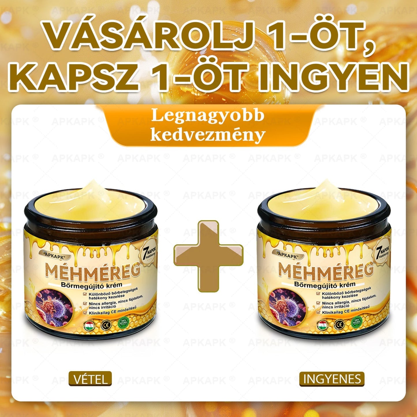 ✨ 𝖠𝖯𝖪𝖠𝖯𝖪® méhméreges bőrmegújító krém ✅ Fizetés átvételkor | ✅ Egyszeri rendelés | 🚫 Nincs havi előfizetés