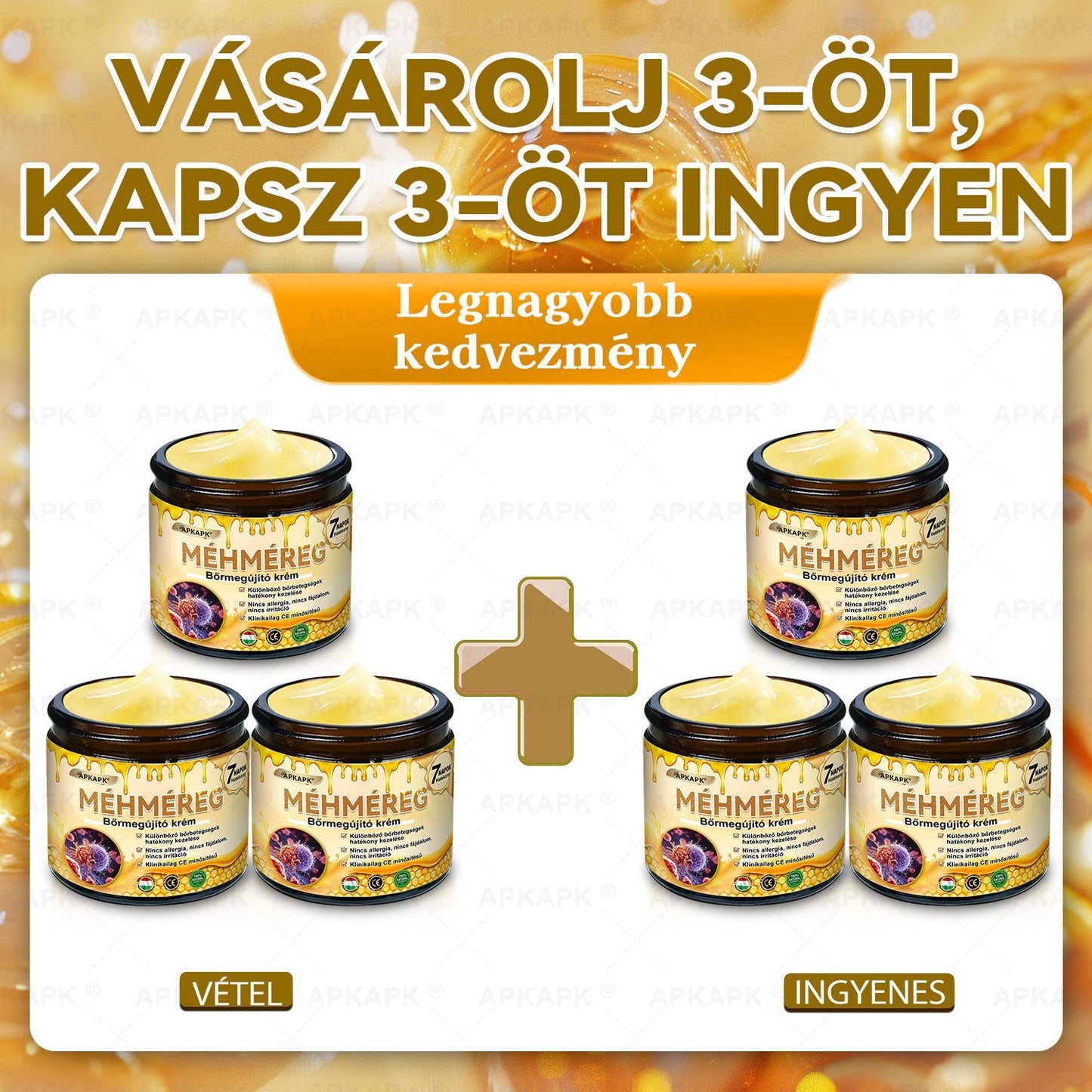 ✨ 𝖠𝖯𝖪𝖠𝖯𝖪® méhméreges bőrmegújító krém ✅ Fizetés átvételkor | ✅ Egyszeri rendelés | 🚫 Nincs havi előfizetés